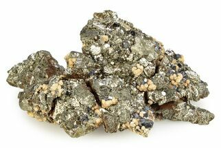 Calcite, Galena & Sphalerite on Lustrous Pyrite - Kosovo #246307