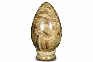 Huge, Polished Brown Calcite Egg with Base - Madagascar #246570