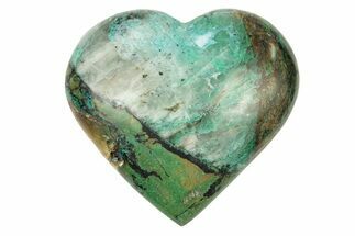 Polished Malachite, Quartz, and Chrysocolla Heart - Peru #250324