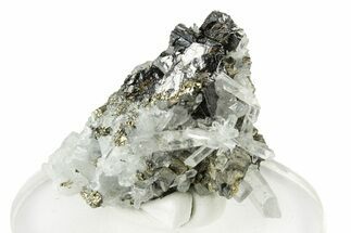 Lustrous Pyrite & Sphalerite on Quartz - Peru #250279