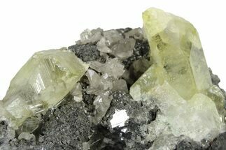 Glassy Yellow Anglesite Crystals on Galena - Morocco #251496