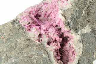 Bright Pink Roselite Crystals on Calcite - Morocco #251999