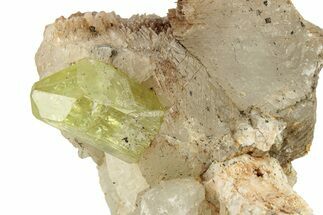 Lustrous, Yellow Apatite Crystals in Feldspar - Morocco #251146
