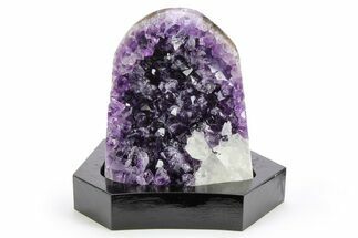 Amethyst Cluster with Calcite on Wood Base - Uruguay #253141