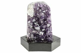Amethyst Cluster with Calcite on Wood Base - Uruguay #256632