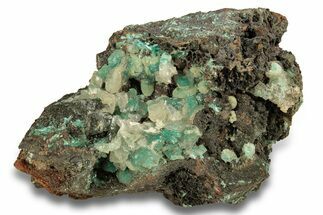 Fibrous Blue Aurichalcite Crystals with Calcite - Mexico #257343