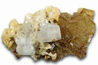 Lustrous Yellow Fluorite With Calcite - Fluorescent! #258405