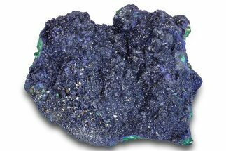 Sparkling Azurite Crystals on Fibrous Malachite - China #259656