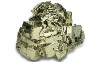 Gleaming, Striated Pyrite Crystal Cluster - Peru #260191