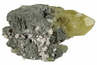 Pale Yellow Calcite Crystal Cluster with Dolomite - Missouri #260517