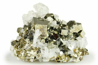 Lustrous Cubic Pyrite with Calcite - Peru #261973