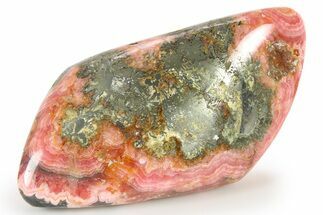 Polished Banded Rhodochrosite With Pyrite - Argentina #263500