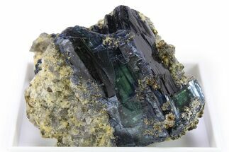 Blue-Green Vivianite Crystals on Quartz and Pyrite - Romania #273689