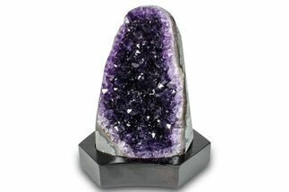 Dark Purple Amethyst Geode With Wood Base - Uruguay #275631