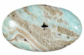 Polished Blue Caribbean Calcite Palm Stone #275562