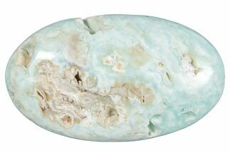 Polished Blue Caribbean Calcite Palm Stone #275585