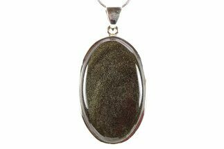 Golden Sheen Obsidian Pendant (Necklace) - Sterling Silver #278487
