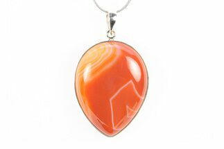 Banded Carnelian Agate Pendant - Sterling Silver #278480