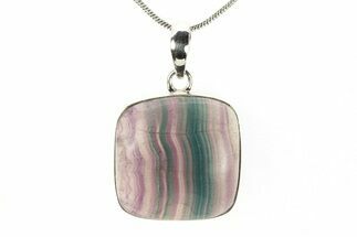 Banded Fluorite Pendant (Necklace) - Sterling Silver #278748