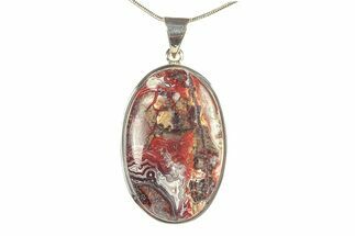 Polished Crazy Lace Agate Pendant - Sterling Silver #279081