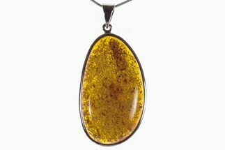 Polished Baltic Amber Pendant (Necklace) - Sterling Silver #279201