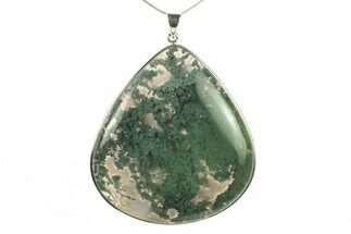 Large, Polished Moss Agate Pendant - Sterling Silver #279582