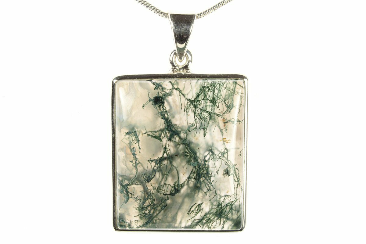 135 Polished Colorful Moss Agate Pendant 925 Sterling Silver