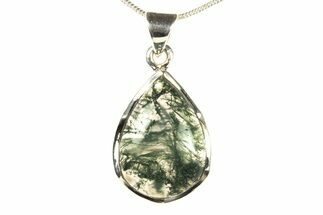 Polished Colorful Moss Agate Pendant - Sterling Silver #279587