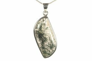 Polished Colorful Moss Agate Pendant - Sterling Silver #279588