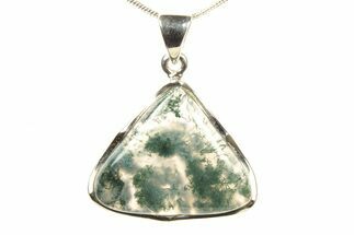 Polished Colorful Moss Agate Pendant - Sterling Silver #279595