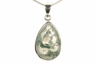 Polished Colorful Moss Agate Pendant - Sterling Silver #279600