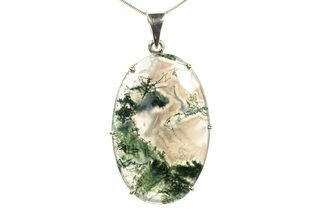 Polished Colorful Moss Agate Pendant - Sterling Silver #279606