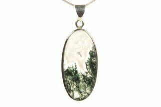 Polished Colorful Moss Agate Pendant - Sterling Silver #279609