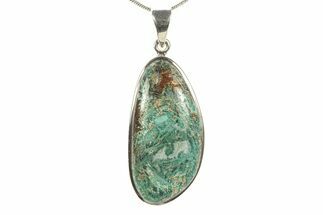 Polished Chrysocolla Agate Pendant - Sterling Silver #279636