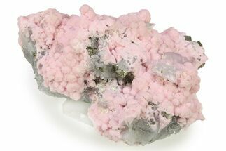 Cubic Pyrite and Purple Fluorite on Rhodochrosite - Peru #280745