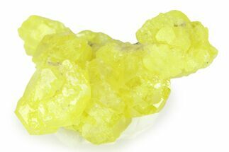 Yellow Sulfur Crystals on Fluorescent Aragonite - Italy #283232