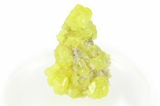 Yellow Sulfur Crystals on Fluorescent Aragonite - Italy #283240
