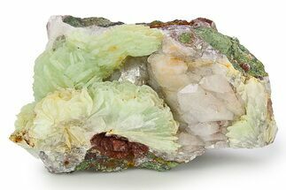 Green, Bladed Prehnite Crystals with Quartz - Morocco #292257