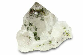 Spotted Phantom Quartz Crystal Cluster with Epidote - China #290432
