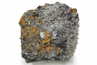 Silvery Galena with Orpiment on Quartz - Peru #295001