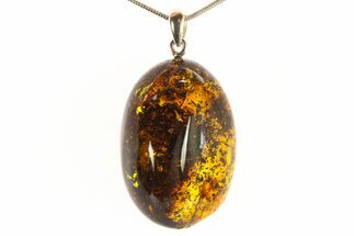 Polished Baltic Amber Pendant (Necklace) - Contains Fly! #297685