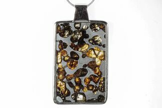 Sericho Pallasite Rectangular Meteorite Pendant - Kenya #300757