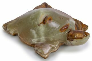 Carved Green Banded Calcite Turtle - Pakistan #301369