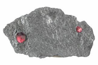 Plate of Two Red Embers Garnets in Graphite - Massachusetts #301142