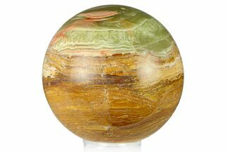 Polished Green Banded Calcite Sphere - Pakistan #301469