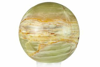 Polished Green Banded Calcite Sphere - Pakistan #301475