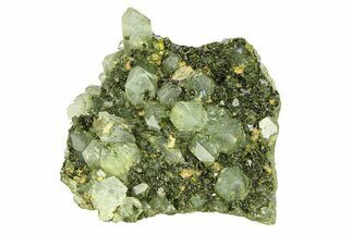 Sparkling Dark Green Epidote Crystals with Quartz - Turkey #301748