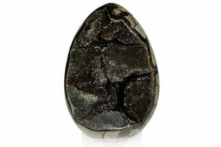 Septarian Dragon Egg Geode - Black Crystals #302857