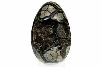 Septarian Dragon Egg Geode - Black Crystals #302858