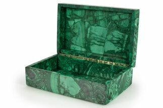 Flowery, Hinged Malachite Jewelry Box - DR Congo #303448